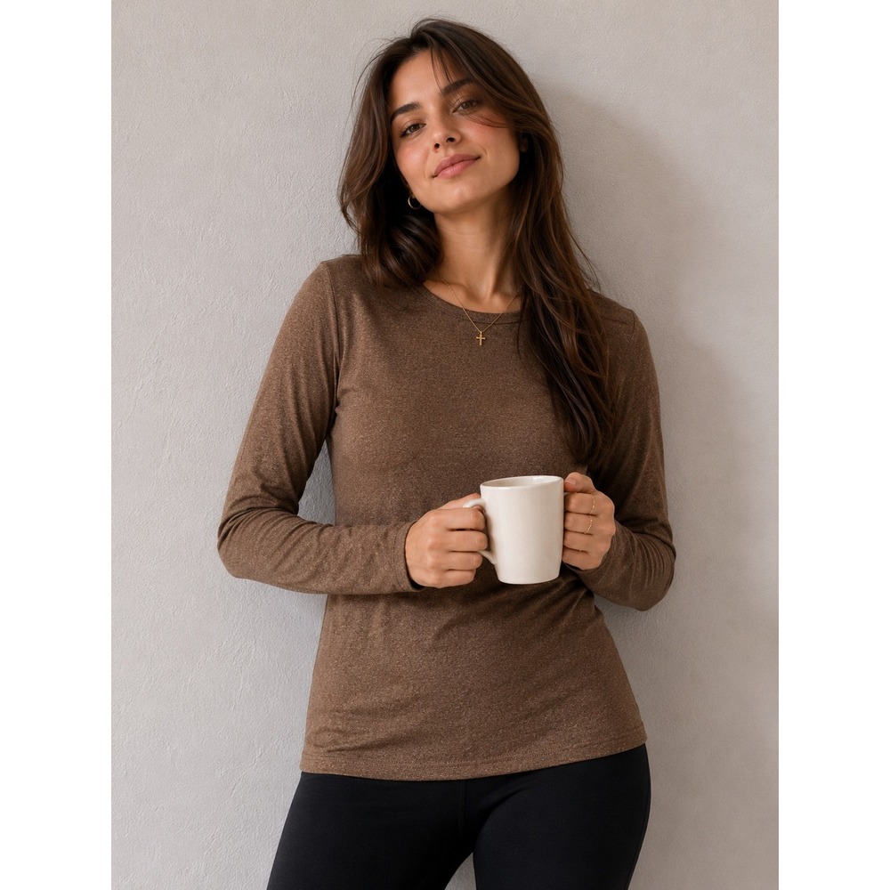32 DEGREES HEAT Womens Long Sleeve Top Medium Mustang Brown Base Layer Shirt NWT